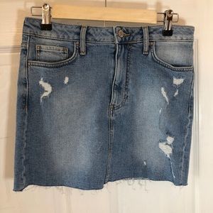 Distressed Jean Mini-Skirt